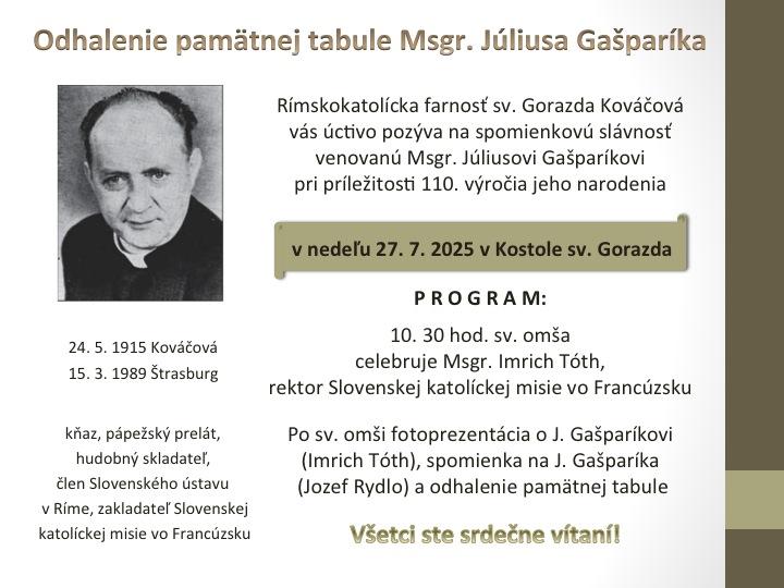 Kováčová, Gašparík, tabuľa, plagat