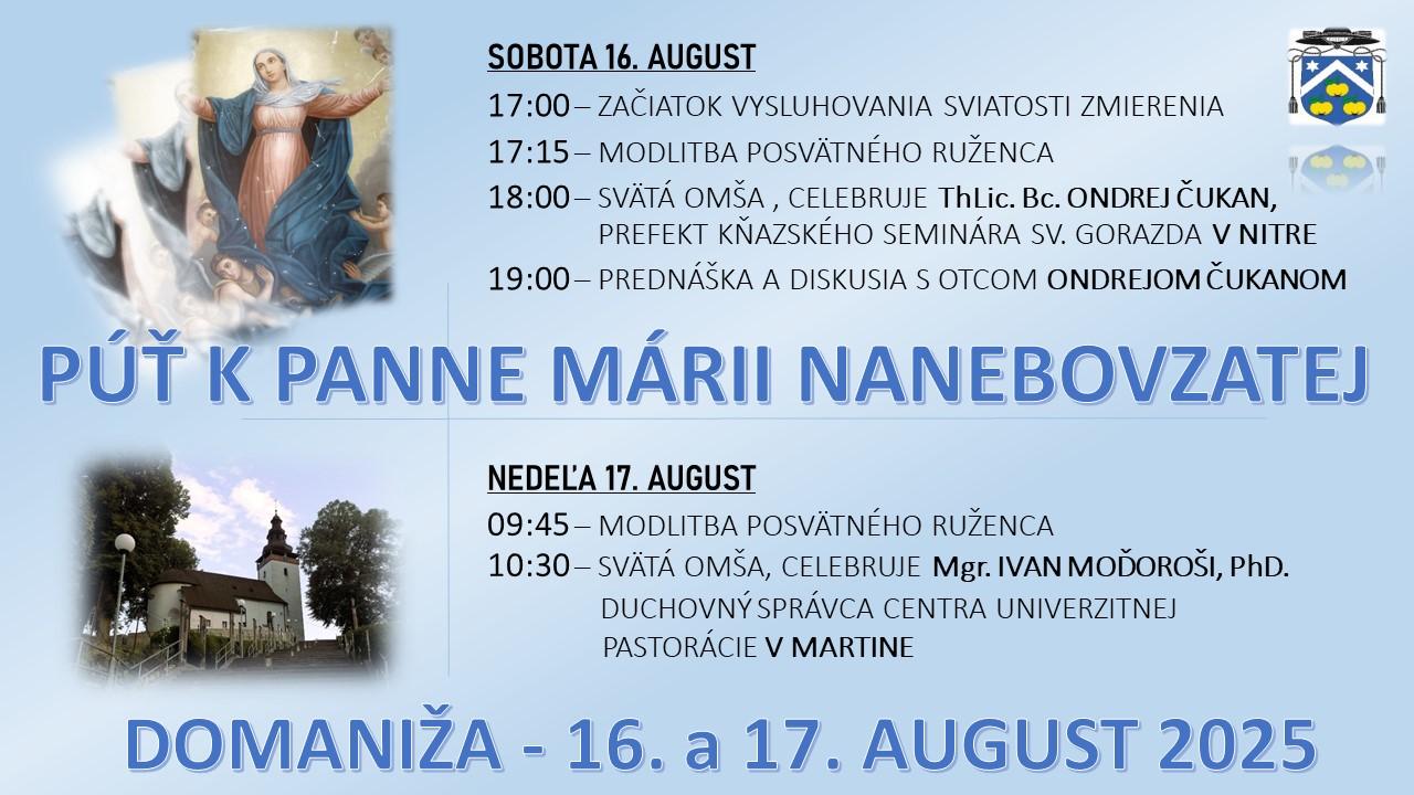Domaniza, put, august, Nanebovzata, plagat