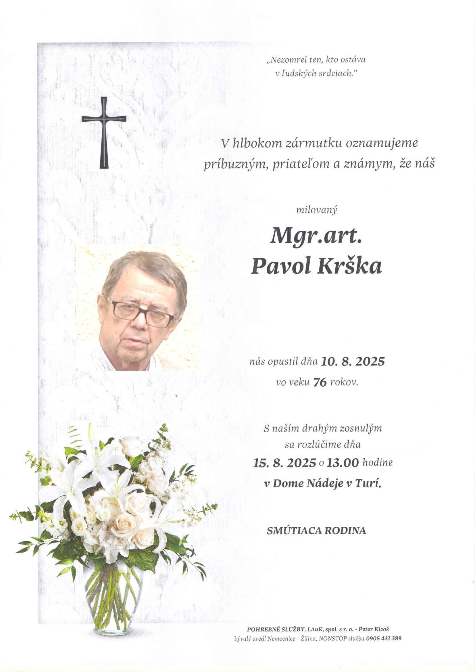 Pavol Krka, parte, pohreb