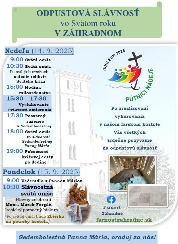 Zahradne, odpustova, slavnost