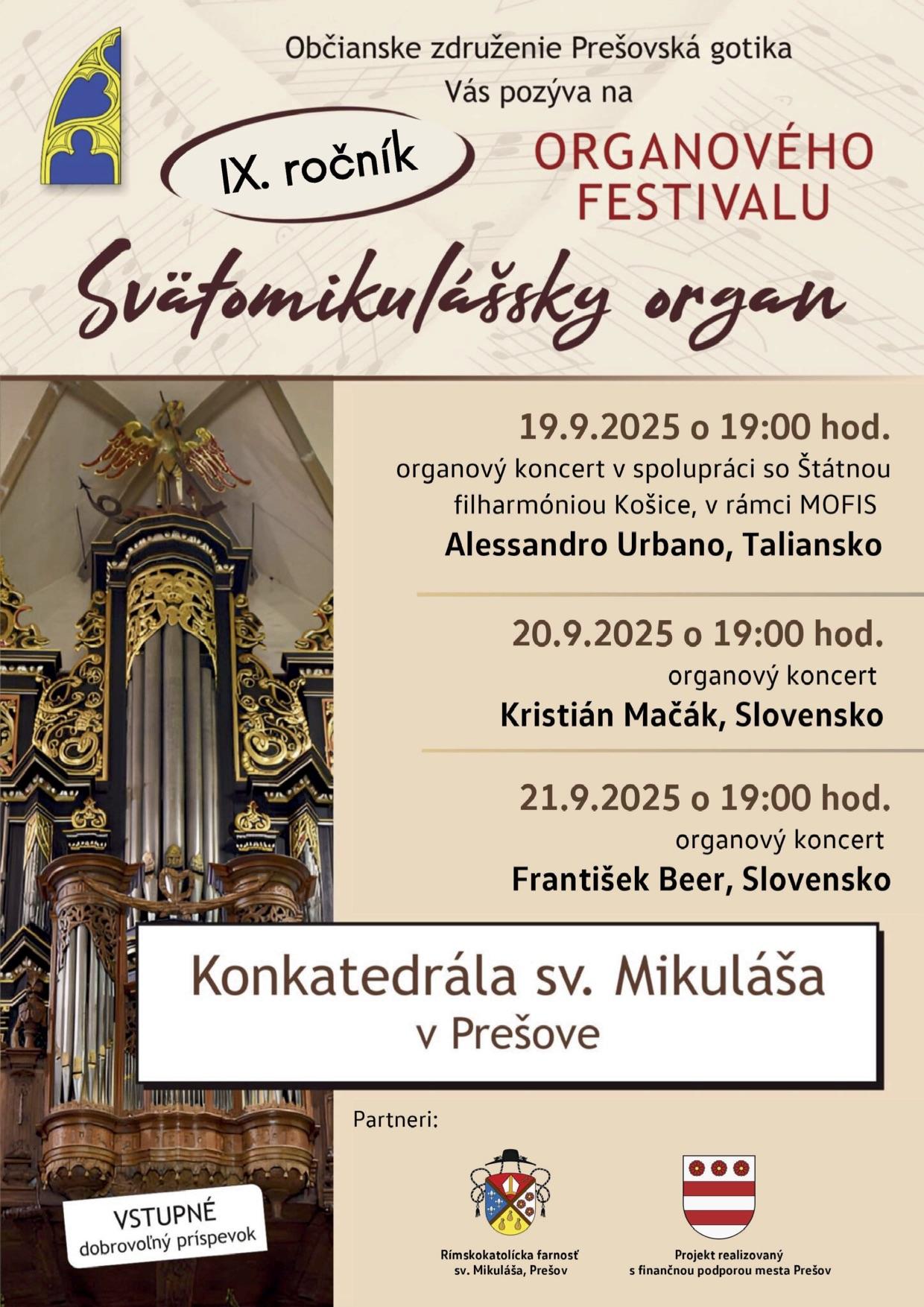 Preov, organ, festival, plagat