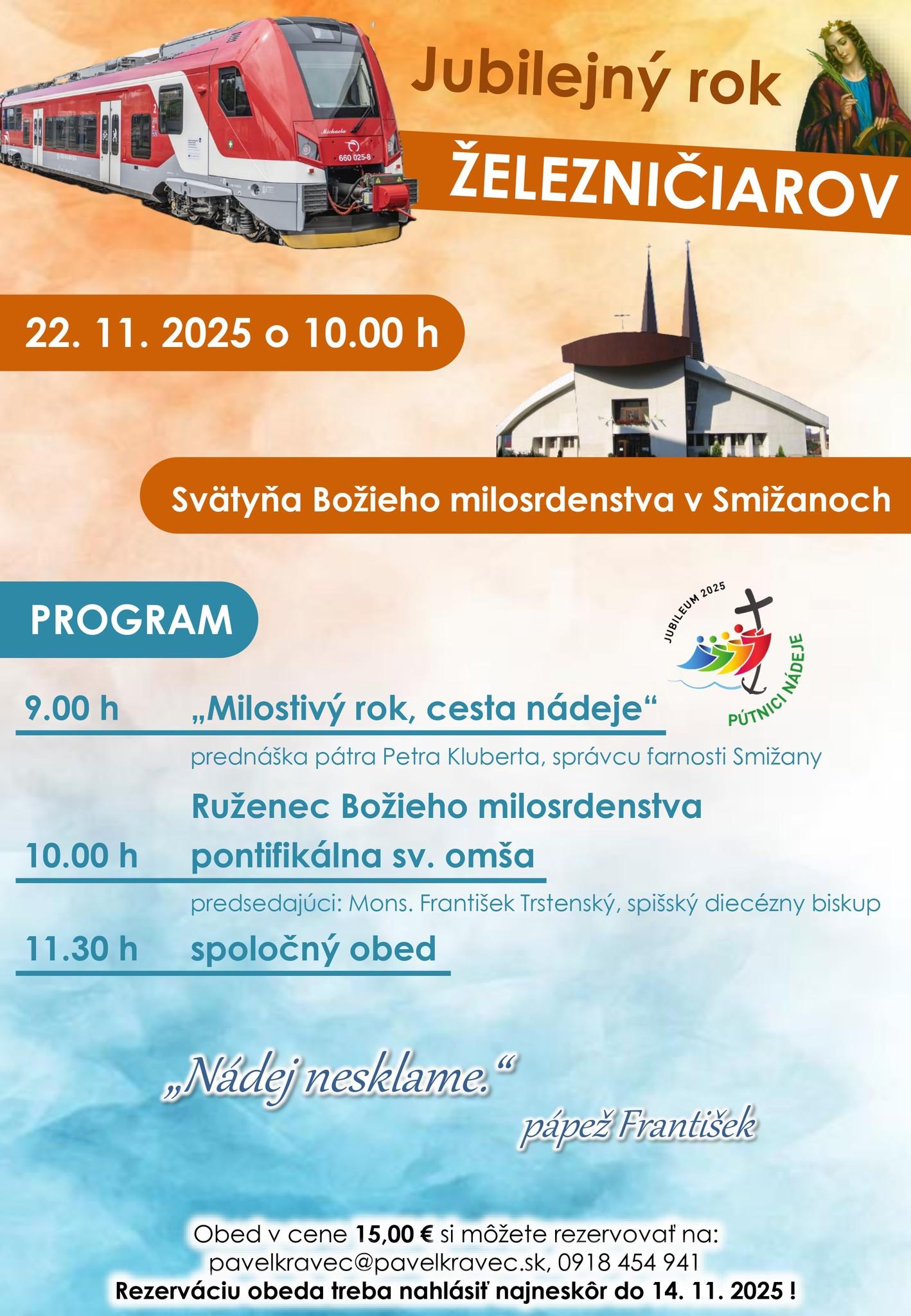 Smižany, púť, železničiari, plagat