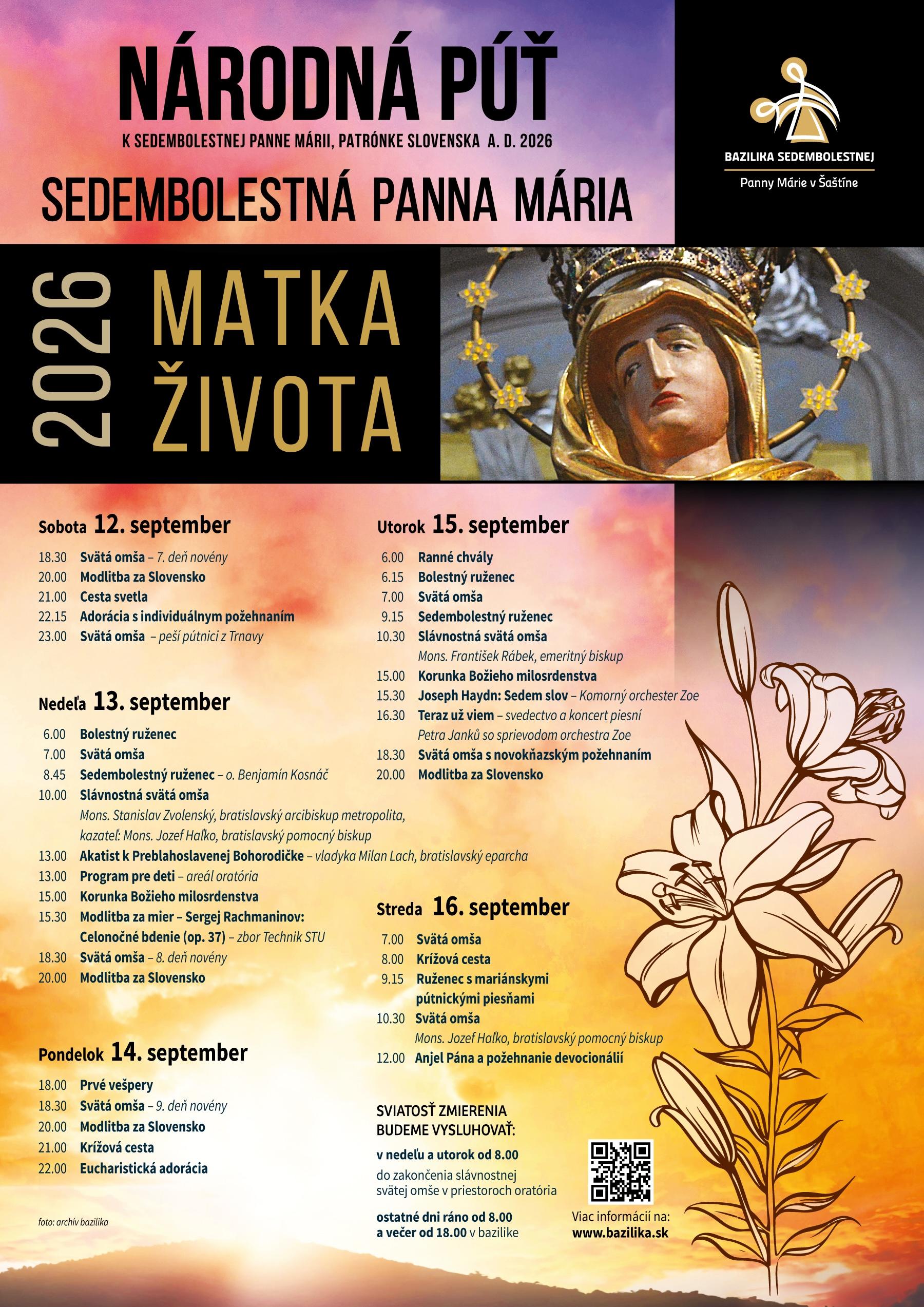Šaštín, Sedembolestná, púť, plagát, 2026